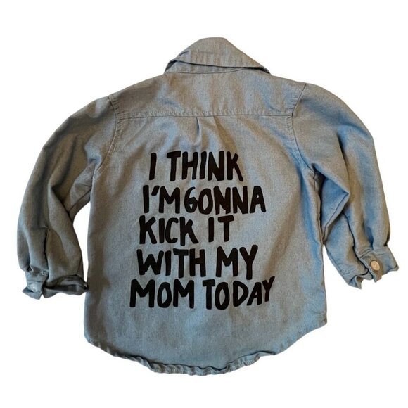 Other - Cute Kids' Denim Button-Up Shirt with Fun Mom Quote - 3T